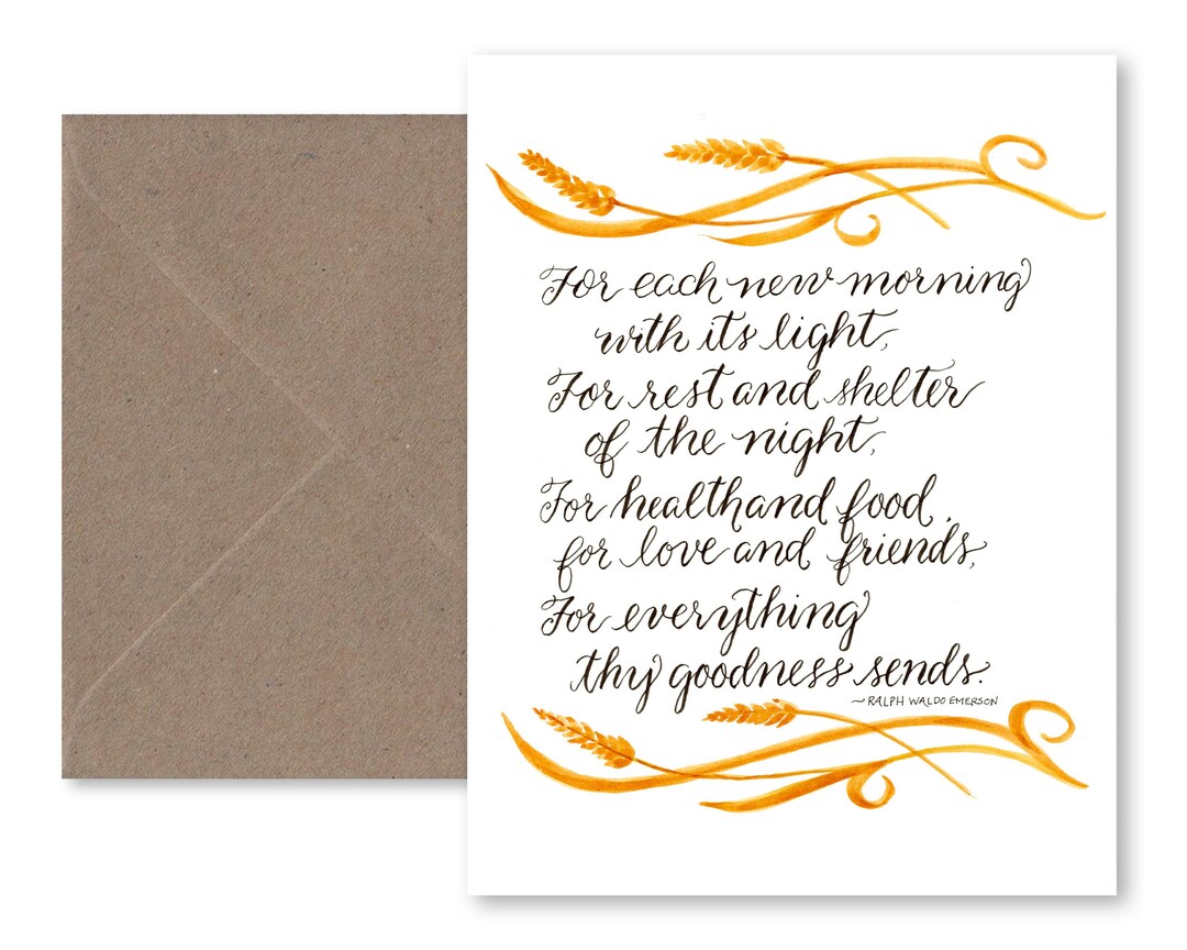 Ralph Waldo Emerson Quote Card: Prayer of Thanks Calligraphy - Etsy