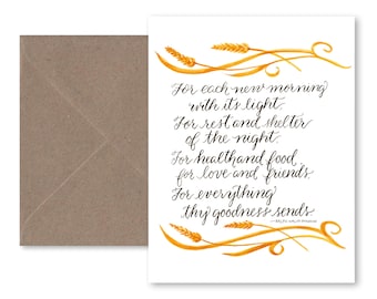 Ralph Waldo Emerson Quote Card: Prayer of Thanks Calligraphy