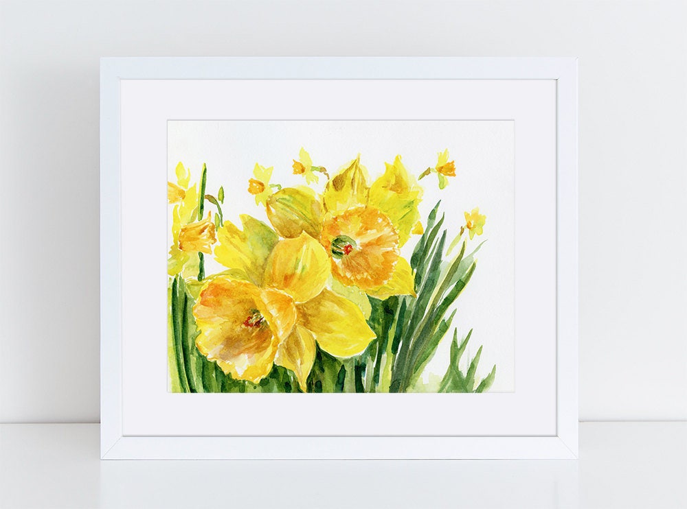 Daffodil Art Print Floral Art Wall Decor | Etsy