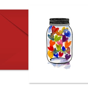 Love Card, Watercolor, Anniversary, All Occasion, Mason Jar image 2