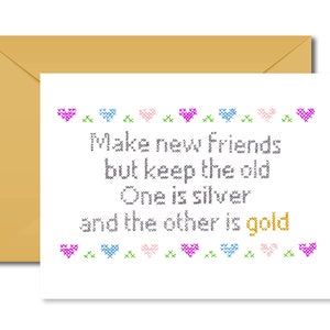 Friendship cards, cross stitch, greeting card, blank inside image 1