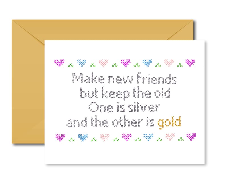 Friendship cards, cross stitch, greeting card, blank inside image 1