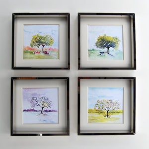 Four Seasons Art Tree Artl Seasonal Tree Art Printsl Watercolor Tree ...