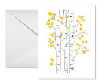 Aspens Cards, notecards, all occasion, blank inside, watercolor and ink