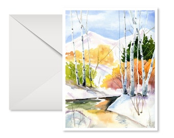 Colorado Landscape, Watercolor, All Occasion, Notecards, Rocky Mountains