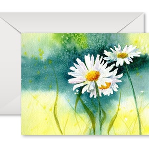 Daisy Card, Cheerful floral card, watercolor, All occasion