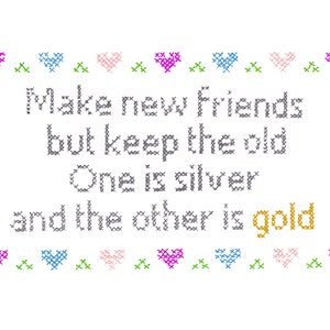 Friendship cards, cross stitch, greeting card, blank inside image 2