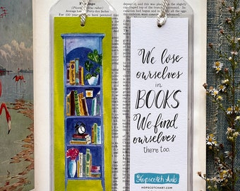 Bookmark, Book Lover, Book Club, Books Quote, watercolor, calligraphy, stocking stuffer