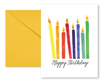 Birthday Card l Candles l Happy Birthday l Watercolor card l Calligraphy