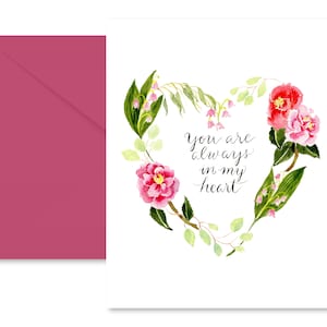 Love Card, Watercolor, Floral wreath, heart, Love
