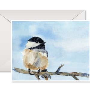Chickadee Cards, Notecards, Watercolor, Blank inside