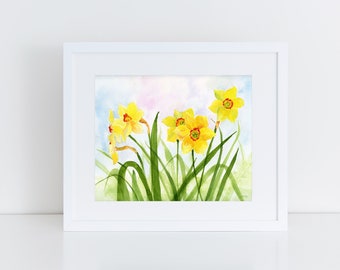 Spring Art | Daffodils Painting | Botanical Art | Watercolor Original | Wall Decor