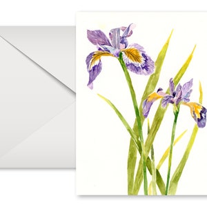 Flower Card l Iris Card l Wildflowers l Watercolors l All Occasion l Blank Inside image 1