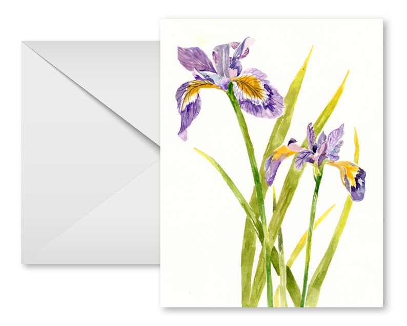 Flower Card l Iris Card l Wildflowers l Watercolors l All Occasion l Blank Inside image 1