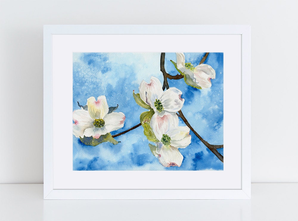 Spring Painting Dogwood Tree Art Original Watercolor Tree Etsy