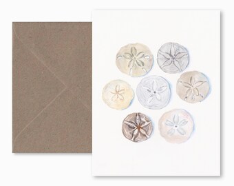Sand Dollar Notecard: Seaside Watercolor Stationery