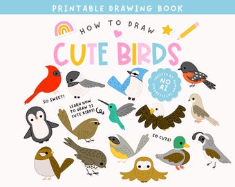 Birds Drawing Book, Step-by-Step Guide (Digital Download)