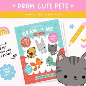 How to draw cute animals, how to draw animals, how to draw for kids, drawing book for kids, how to draw cute things, printable activity book
