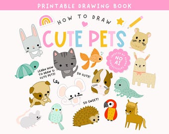 Animals Drawing Book, Kids Step-by-Step Lessons (Digital Download