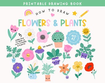 Flowers and Plants Drawing Book, Step-by-Step Guide (Digital Download)