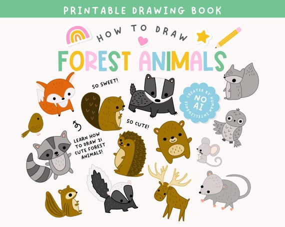 Forest Animals Drawing Book for Kids: Step-by-Step Guide (PDF Download)