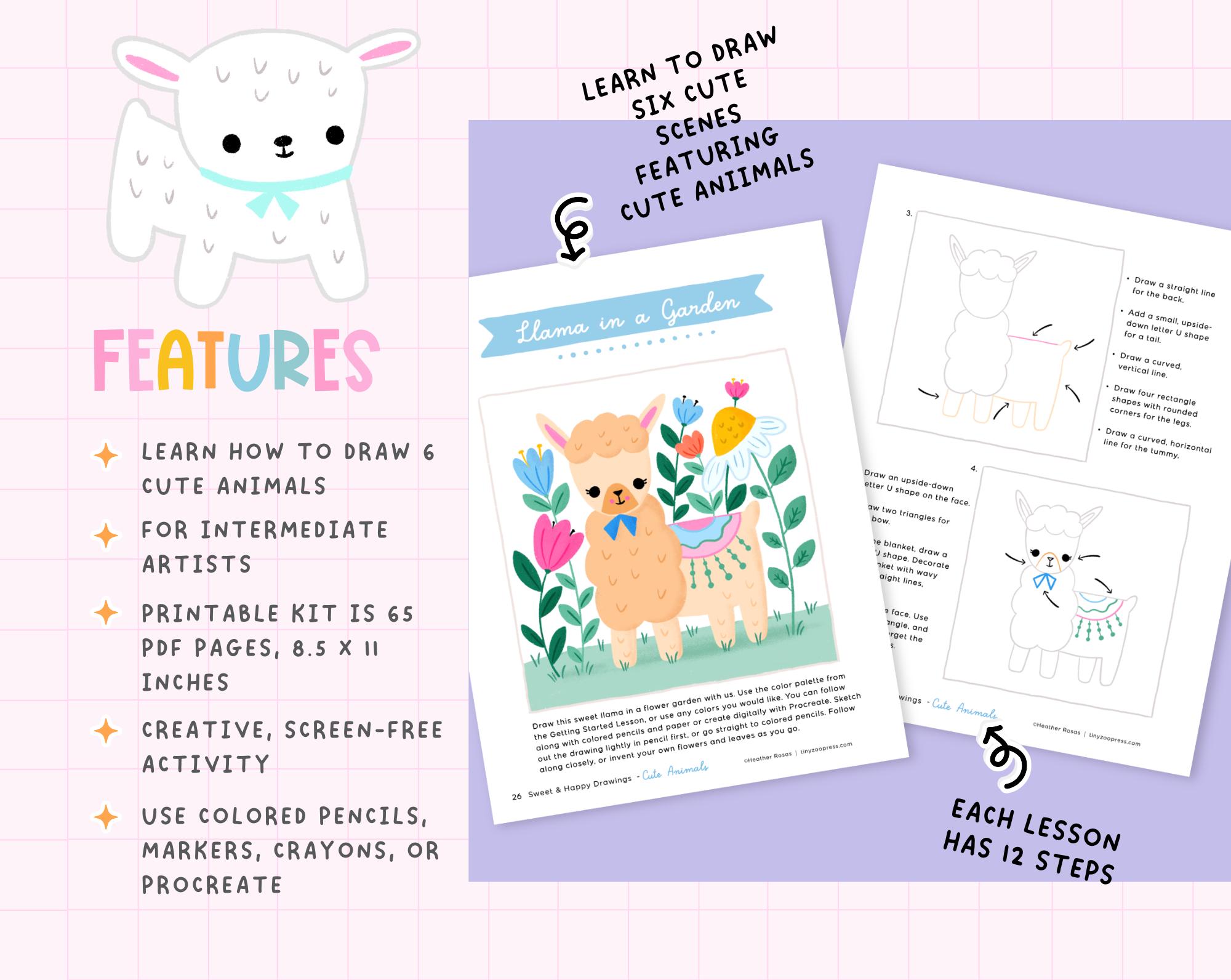 Learn to Draw Cute Animals: Intermediate Drawing Tutorials (digital ...