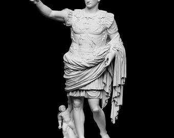 3D Printed Augustus Bust: 6" Roman Emperor Sculpture, Unpainted Model Kit