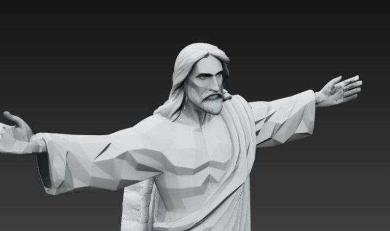 Poly Risen Christ Statue | Modern Jesus Sculpture | 12K Resin Religious ...