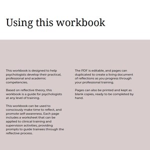 Reflective Placement Guide - Workbook - Clinical Psychologist - Etsy