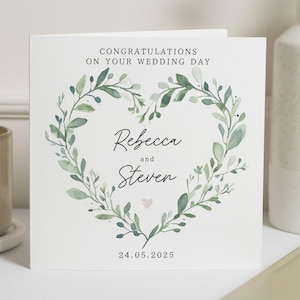 Hochzeitskarte, Eukalyptus-Hochzeitskarte, Freund-Hochzeitstagskarte, Hochzeitsgeschenk für Freunde, Paar-Hochzeitsgeschenkkarte