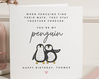 Husband Birthday Card, Penguin Birthday Card, Boyfriend Birthday Card, Cute Birthday Card To Husband, Birthday Card For Him, Cute Card