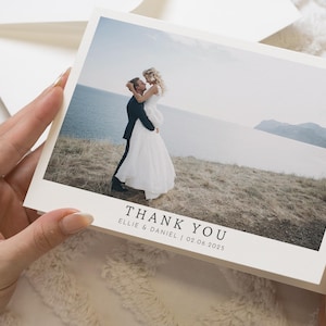 Cartes de remerciement personnalisées pour mariage avec photo, Cartes de remerciement pour mariage, Cartes de remerciement pliées, Cartes postales de remerciement Paysage
