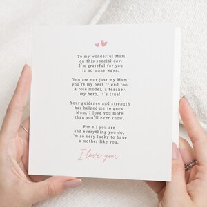 Tarjeta personalizada para el Día de la Madre, tarjeta de feliz día de la madre de parte de la hija, regalo para el Día de la Madre, tarjeta para el Día de la Madre para mamá, regalos para mamá para el Día de la Madre
