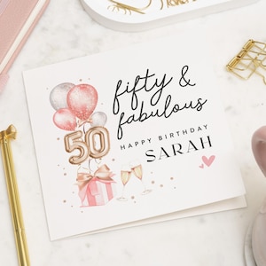 50th Birthday Card For Women, 50th Birthday Card, 50th Birthday Gift For Women, Personalised 50th Birthday Cards For Her, Mum 50th Card