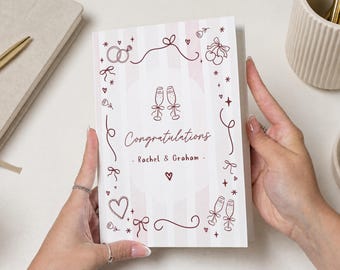 Personalised Wedding Card, Congratulations Card for Couple, Engagement Card, Wedding Day Card, Champagne Card, Custom Wedding Card