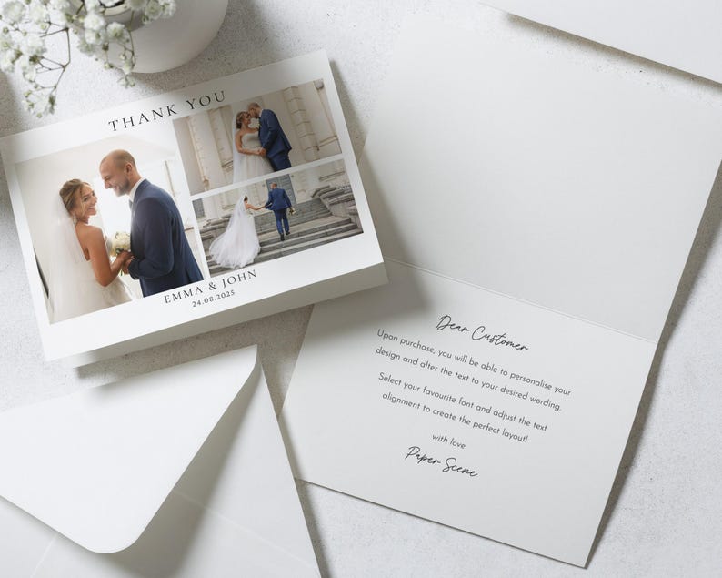 Simple Thank You Cards Wedding With Photos, Wedding Photo Thank You ...