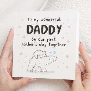 Cartão de Dia dos Pais para Papai, Cartão de Primeiro Dia dos Pais, Cartão de Papai Urso, Cartão de Dia dos Pais do Bebê, Cartão de Urso Polar Fofo, Cartão Personalizado