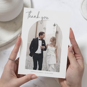 Einfache Fotokarten zur Hochzeit, Danksagungskarten mit Foto, Dankeskarten Hochzeit, gefaltete Dankeskarten, Postkartenkarten für die Hochzeit