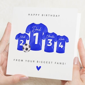 Carte d'anniversaire pour papa, carte de maillot de football personnalisée, carte d'anniversaire pour enfant, carte d'anniversaire pour lui, carte d'anniversaire pour papa