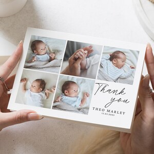Cartes de remerciement avec photo pour bébé fille, jolies cartes de remerciement pour bébé, cartes de remerciement personnalisées pour bébé fille, carte postale de bébé garçon, carte de remerciement