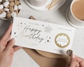 Personalised Birthday Scratch Reveal Voucher, Gold Foil Experience Gift Card