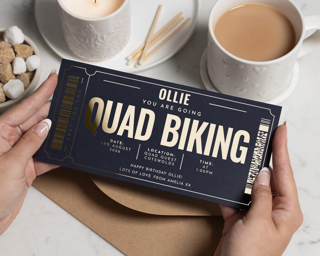 Quading Gift Personalised Quad Biking Gift Voucher, Birthday Experience Gift ...