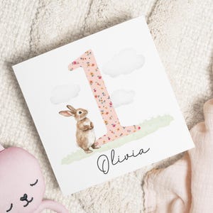 Carte personnalisée 1er anniversaire pour fille, carte 1er anniversaire fille, carte premier anniversaire petite-fille, carte 1er anniversaire fille, pour nièce