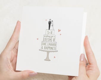 Wedding Card, Personalised Wedding Card, Wedding Day Card, Bride and Groom Card, Congratulations Card, Wedding Cake Card, Marriage Card