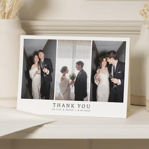 Hochzeitsfoto-Dankeskarten, Multi Foto-Dankeskarten, gefaltete Dankeskarten, Postkarte Dankeskarten Landschaft, personalisiert