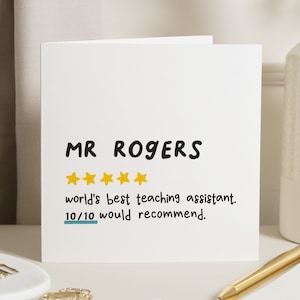 O melhor assistente de ensino do mundo, cartão de agradecimento personalizado para professores, obrigado professor, cartão de agradecimento da escola, presente da escola
