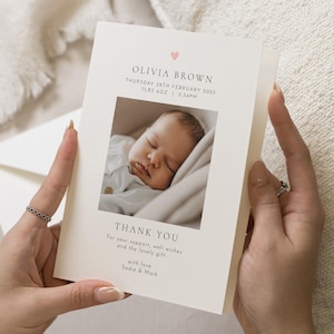 Cartes de remerciement petite fille, Cartes de remerciement bébé, Cartes de remerciement photo de bébé, Cartes de remerciement baby shower, Faire-part de naissance