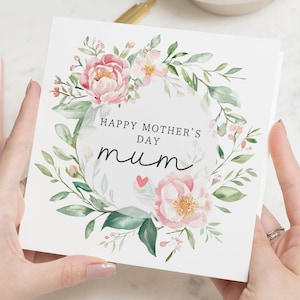 Tarjeta del día de la madre feliz, tarjeta floral del día de la madre, regalos para el día de la madre, tarjetas del día de la madre para mamá, linda tarjeta del día de la madre para mamá con flores