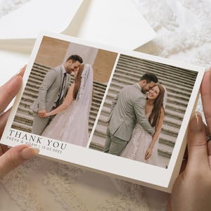 Cartes de remerciement multi-photos de mariage, Cartes de remerciement photo pliées, Cartes de remerciement de mariage, Cartes postales de remerciement Paysage, Personnalisé