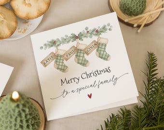 Christmas Card for Family, Personalised Family Christmas Card, Special Family Christmas Card, Custom Christmas Card, Stocking Card